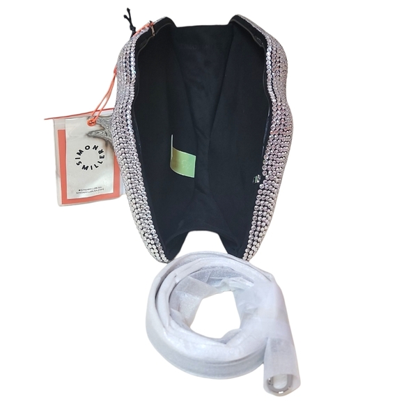 NWT $345 SIMON MILLER Crystal Lip Clutch Convertible Crossbody Kiss Clutch - Picture 7 of 10